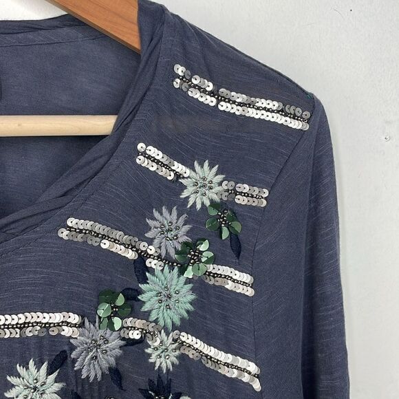 LOGO Lavish Sequin Embroidery Trapeze Tunic size XL Gray - Picture 7 of 12
